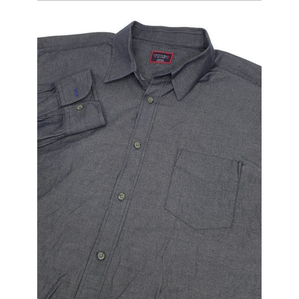 UNTUCKit Mens XX-Large Gray Cotton Long Sleeve Button Down Shirt XXL